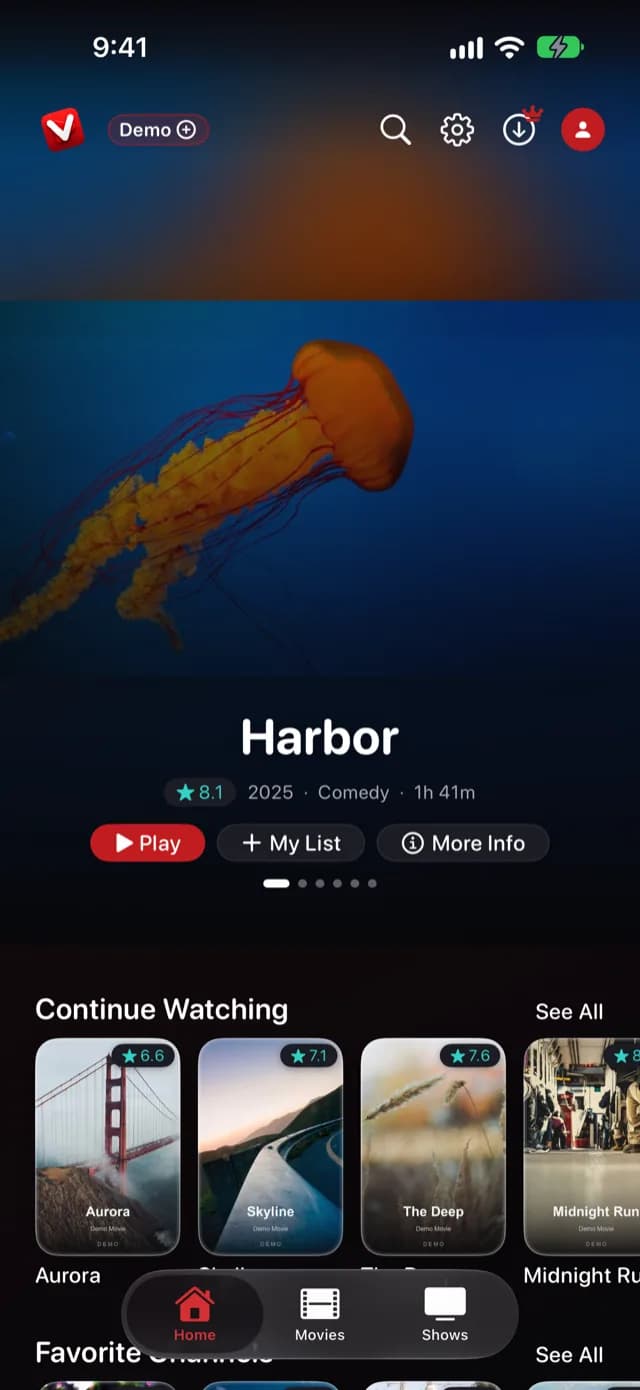 Mobile experience — demo app screen