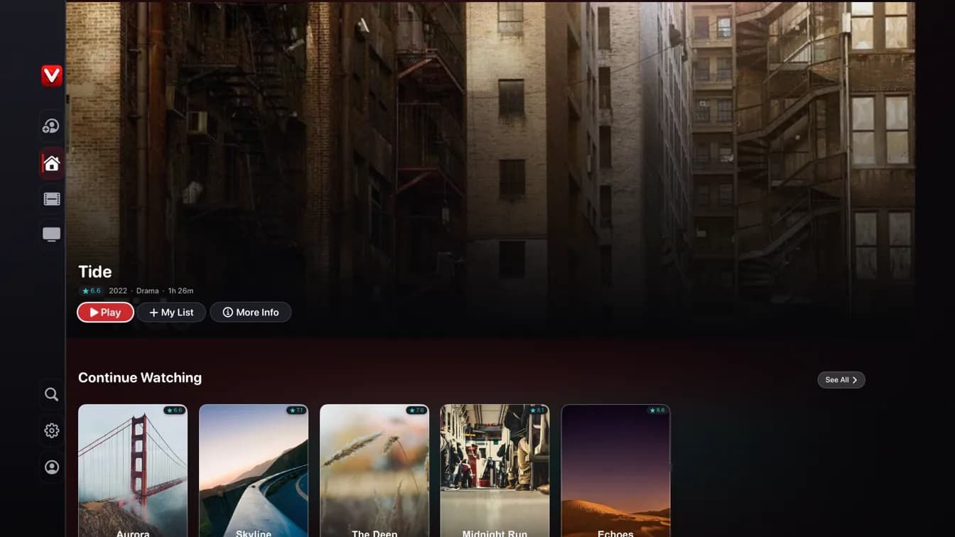 Living-room experience — demo app screen