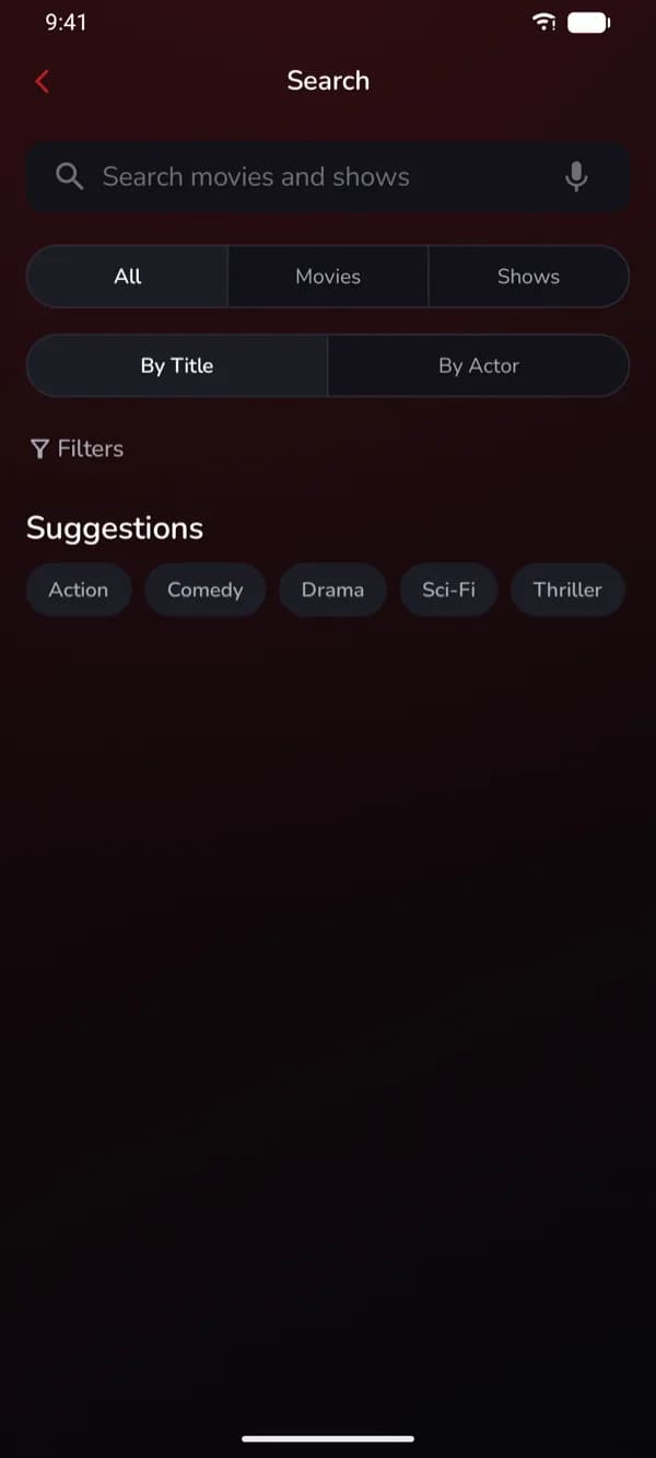Search — demo app screen