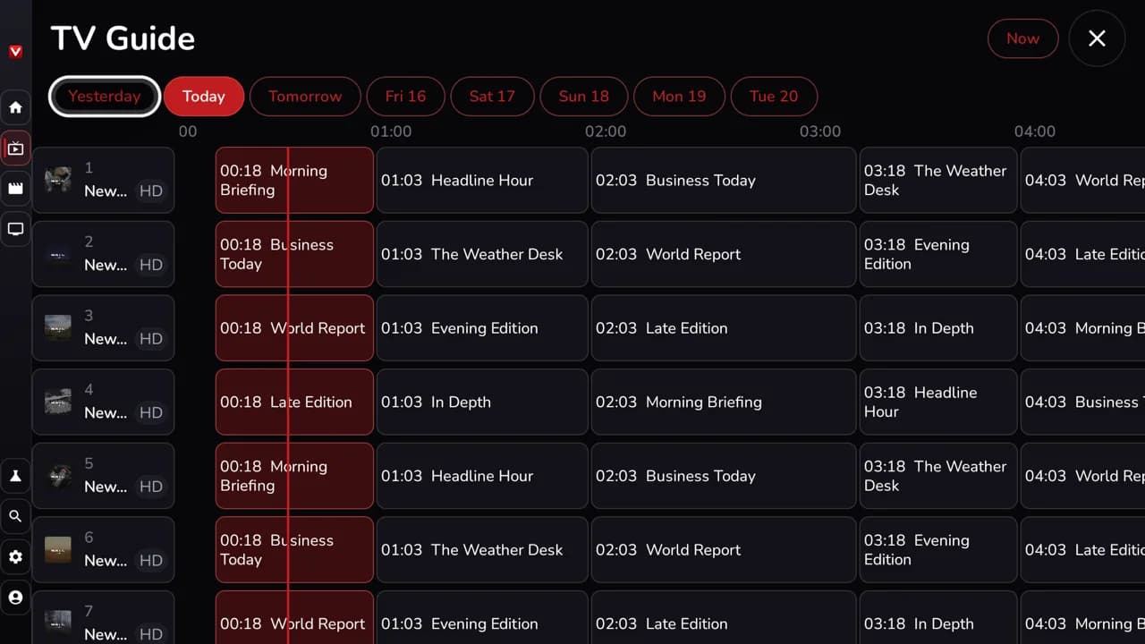 TV guide — demo app screen