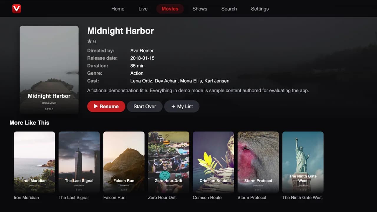 Title details — demo app screen