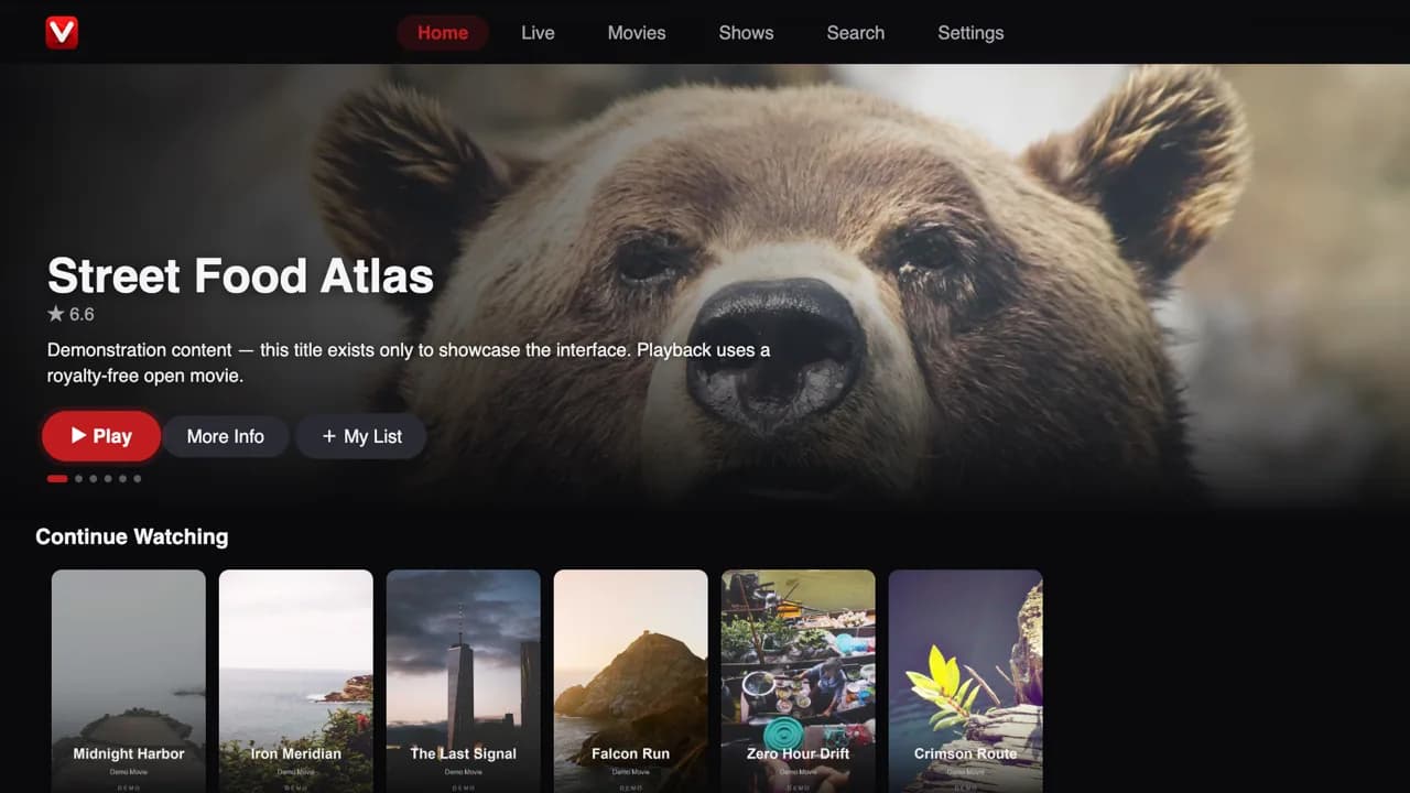 LG TV app — demo library
