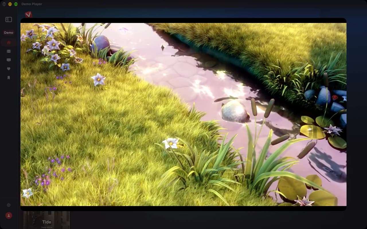 Full-screen player — demo app screen
