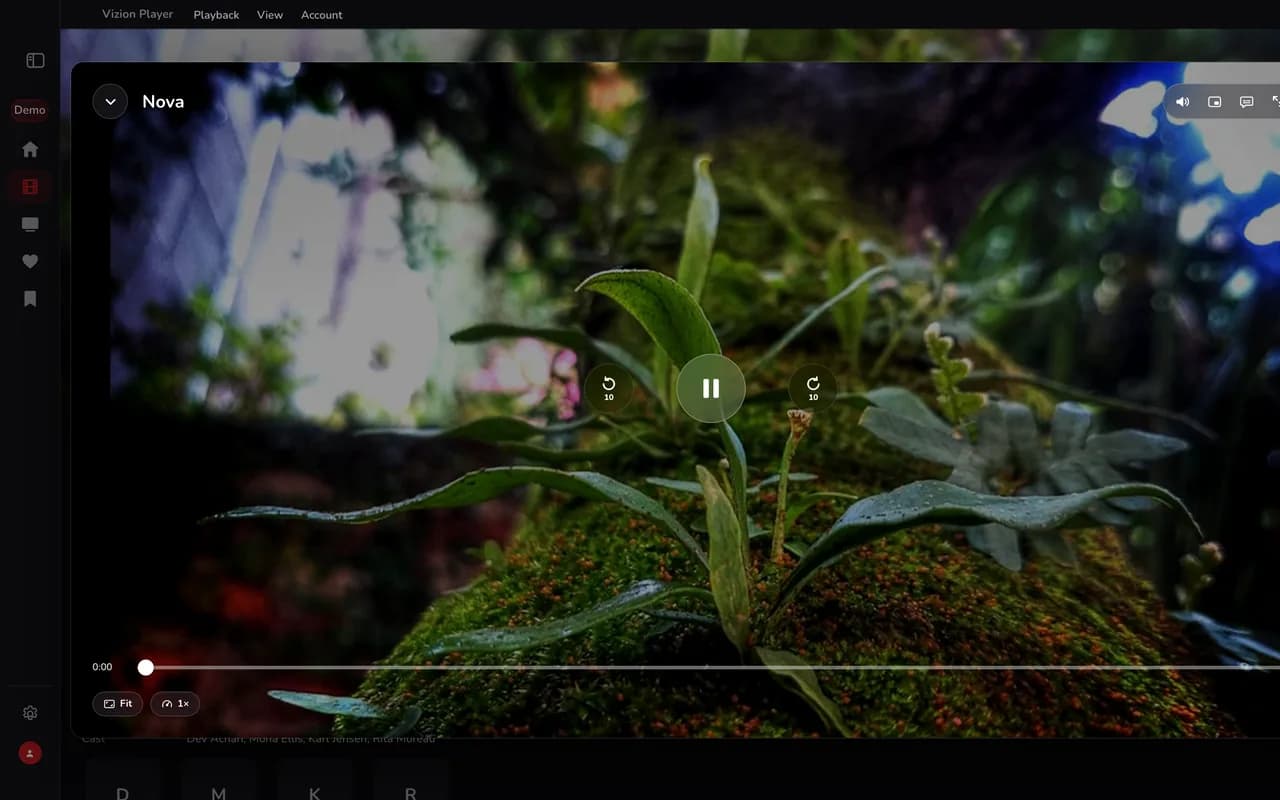 Full-screen player — demo app screen